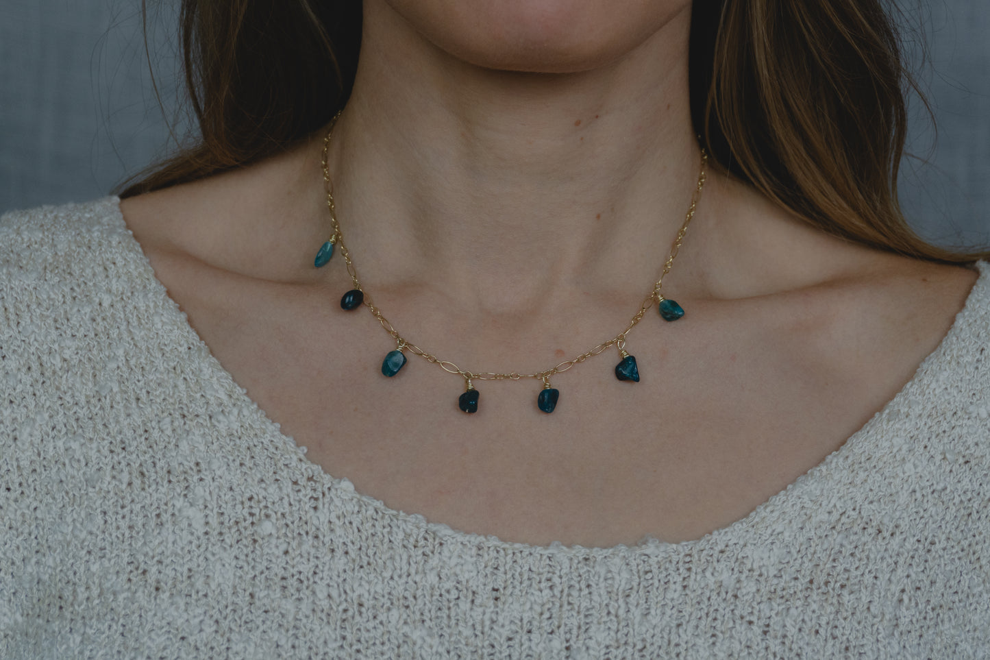 GRACE · Vergoldete Silberkette mit Apatit