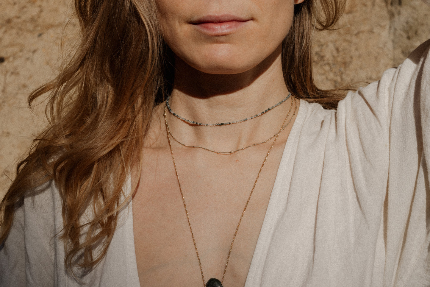 NATURAL HARMONY · Moosachat-Edelstein-Halskette