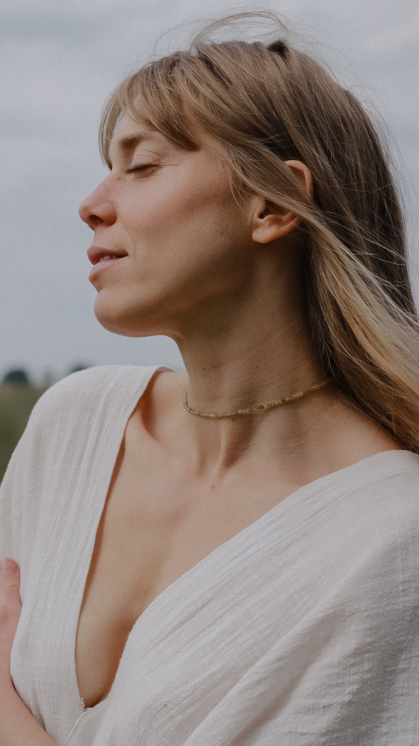 SHIMMER · Turmalin gelb Halskette mit Rutilquarz