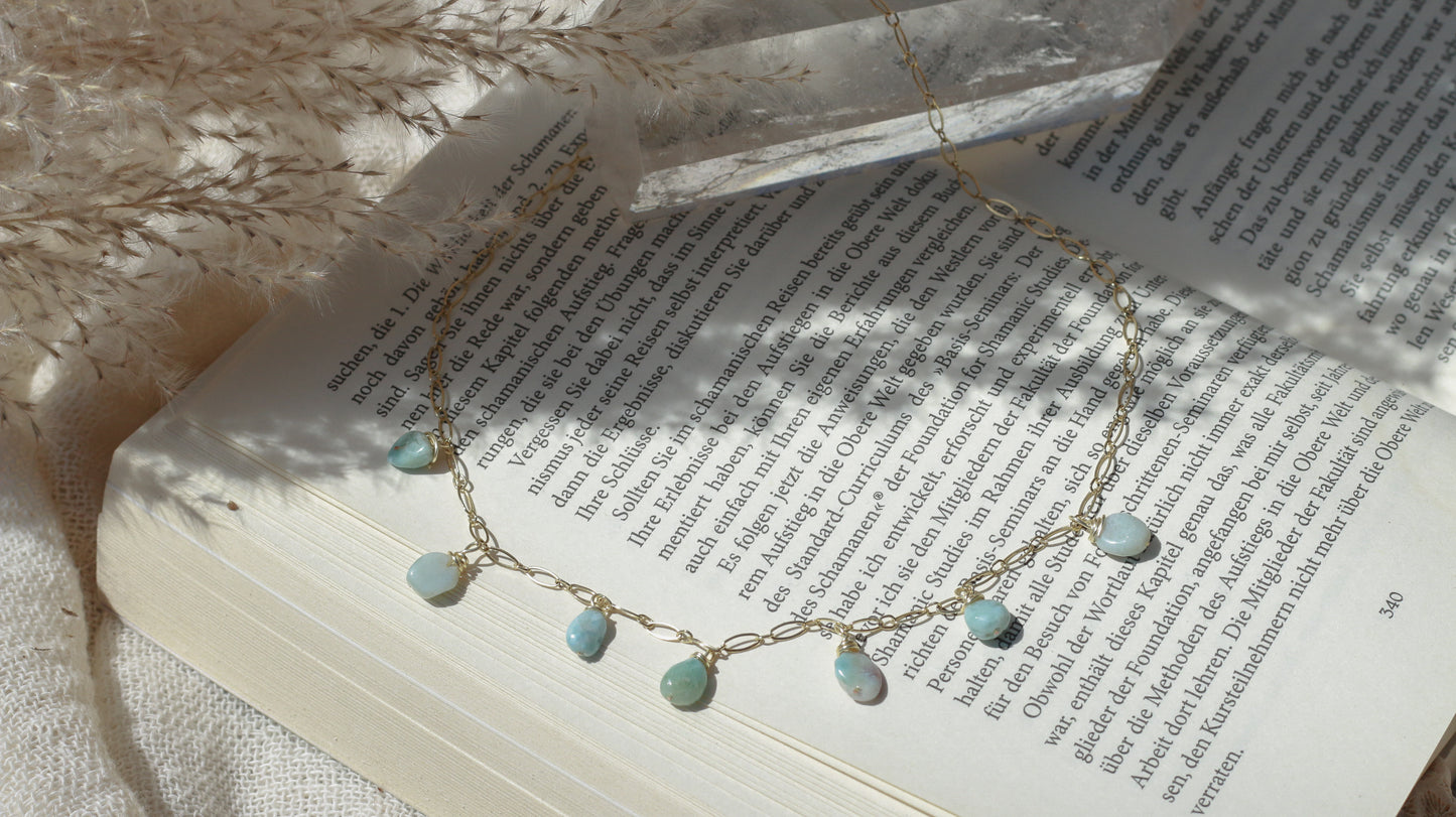 SERENITY · Vergoldete Silberkette mit Larimar
