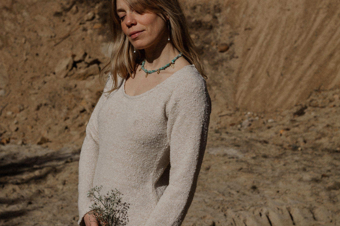WANDERESS · Amazonit & Messing Halskette