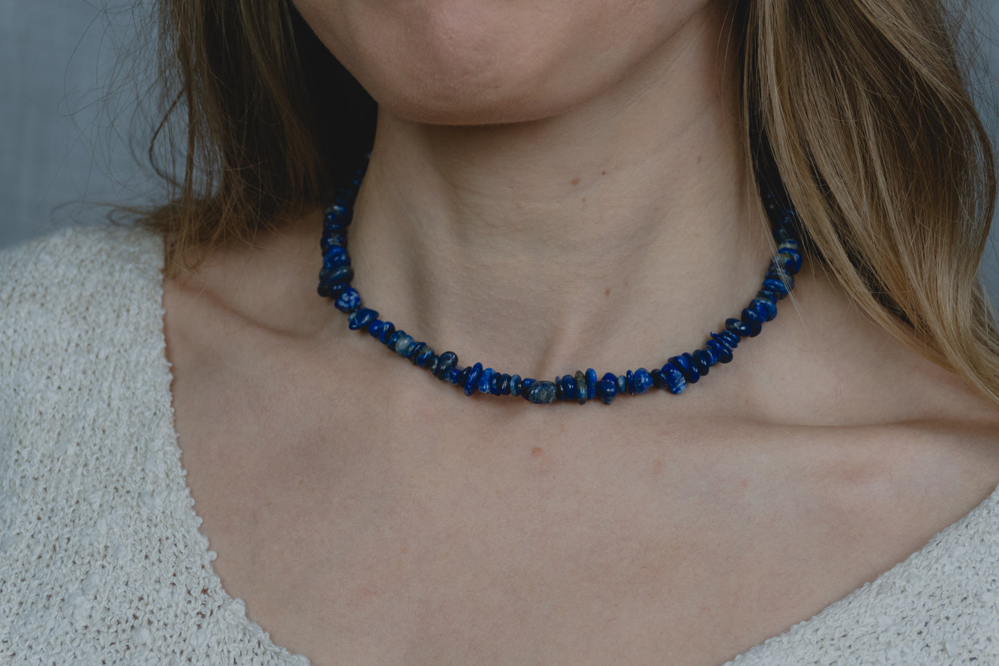 WISDOM · Lapislazuli-Splitterkette mit Schiebeverschluss